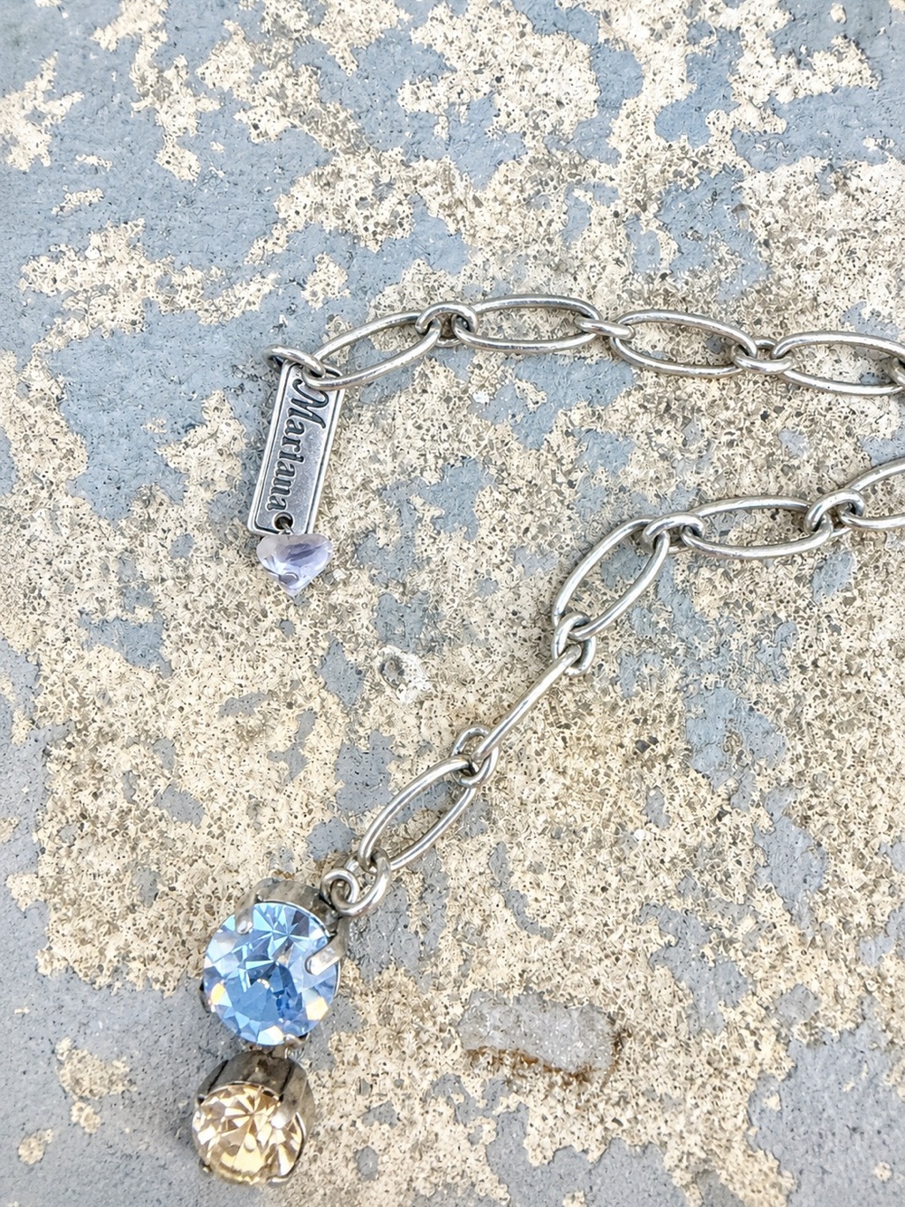 Mariana Swarvoski Crystal Blue Champagne Aurora Borealis Floral Necklace - Picture 11 of 11